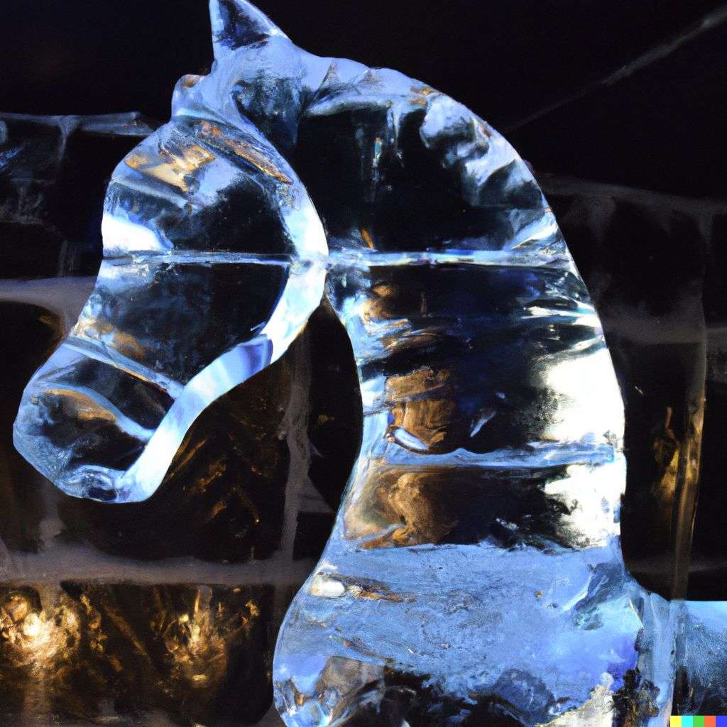 a horse, ice sculpture